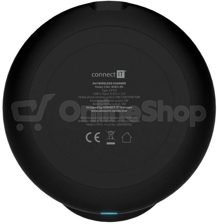 CONNECT IT MultiCharge 3 v 1 MagSafe Wireless Fast Charge bezdrátová nabíječka, ČERNÁ (CWC-9060-BK)