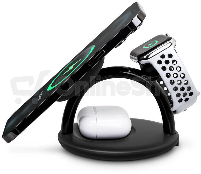 CONNECT IT MultiCharge 3 v 1 MagSafe Wireless Fast Charge bezdrátová nabíječka, ČERNÁ (CWC-9060-BK)