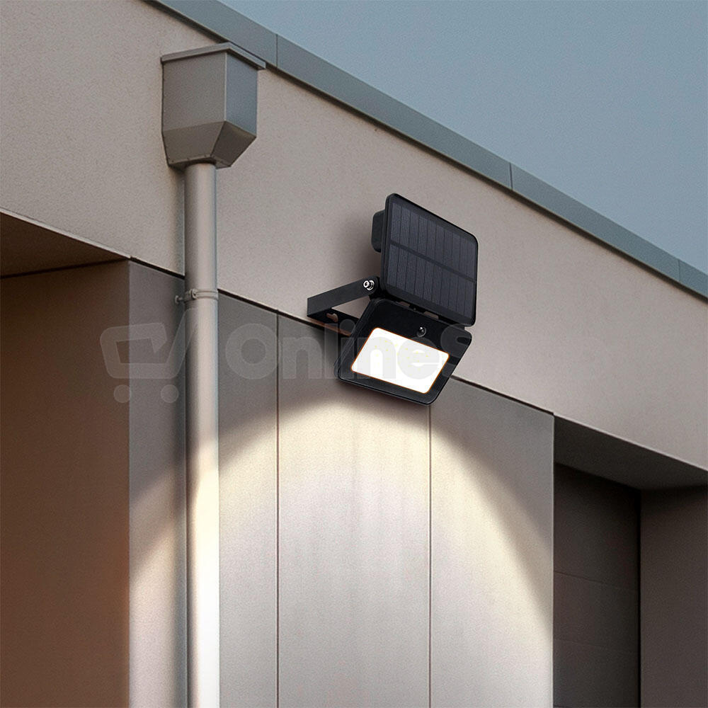 LED solární reflektor Solight se senzorem, 6W, 660lm, 3CCT, Li-Ion, černá