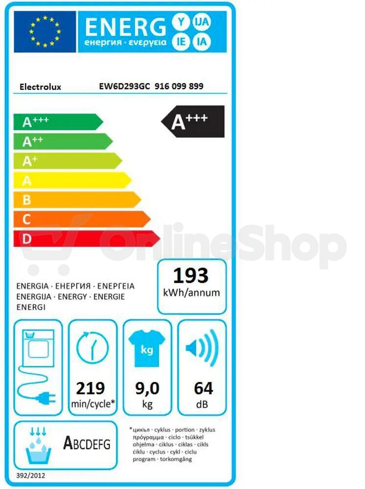 Sušička prádla Electrolux EW6D293GC 600 GentleCare