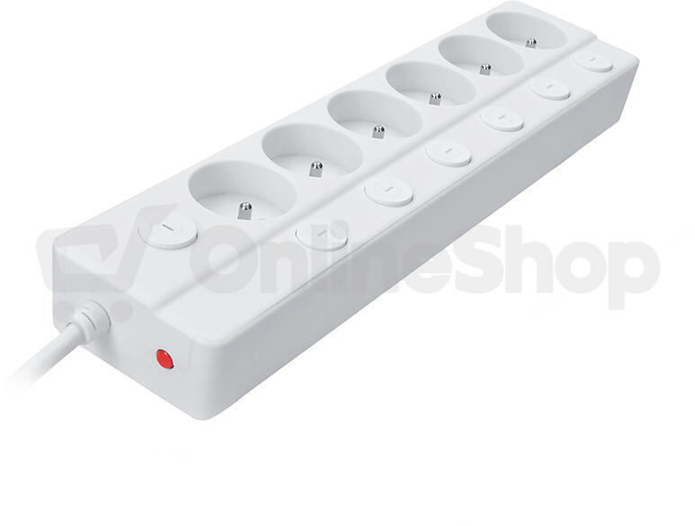 Prodlužovací přívod Solight 6 zásuvek, 3m, 3 x 1mm2, bílý