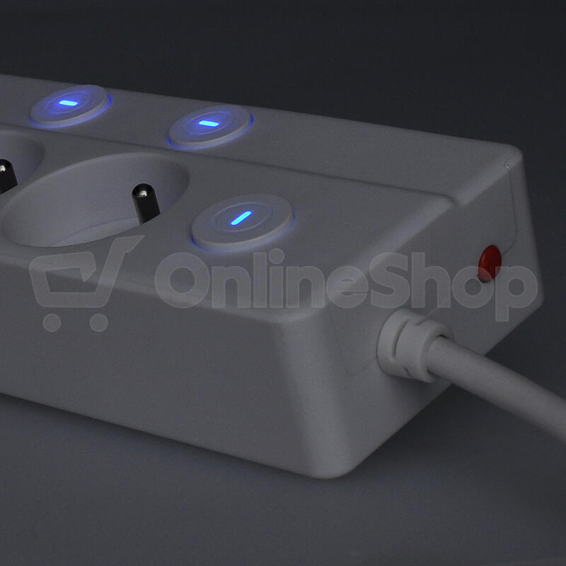 Prodlužovací přívod Solight 6 zásuvek, 3m, 3 x 1mm2, bílý