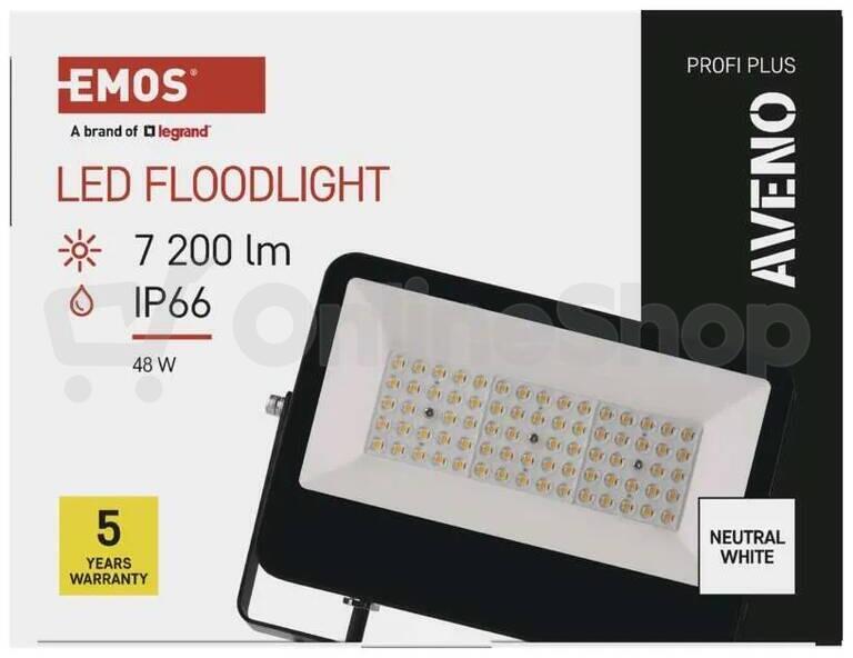Emos LED reflektor AVENO 48W, černý, neutrální bílá (ZS2433)