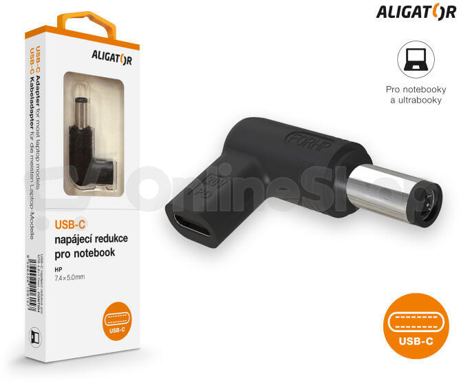 Aligator USB-C napájecí redukce 7,4 x 5,0 mm pro notebooky HP