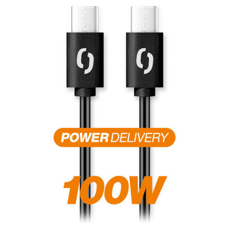 Datový kabel ALIGATOR POWER 100W, USB-C/USB-C 5A, 2,5m černý