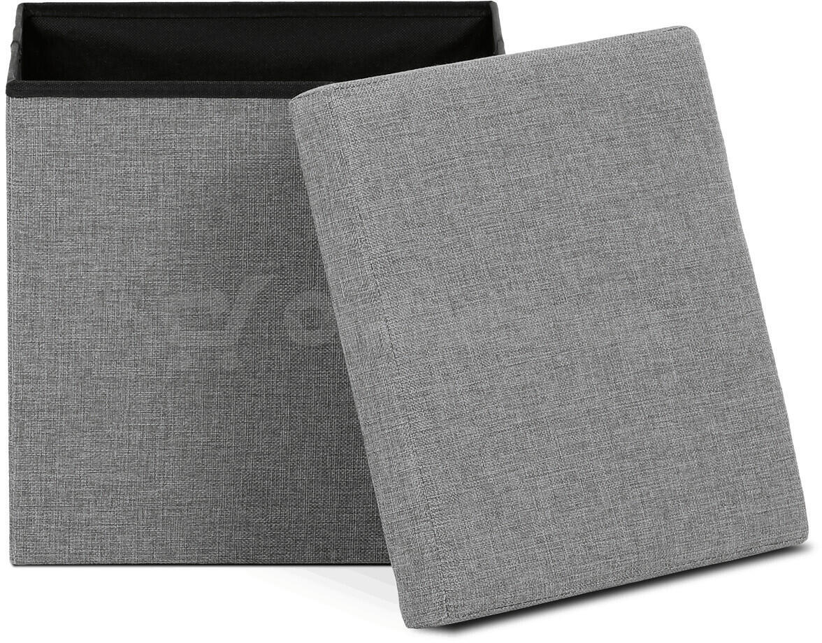 Taburet s úložným prostorem, šedá, látka, TAB-461 GREY2 Autronic