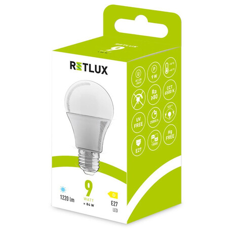 LED rovka Classic Retlux RLL 605 A60 E27 bulb 9W DL D