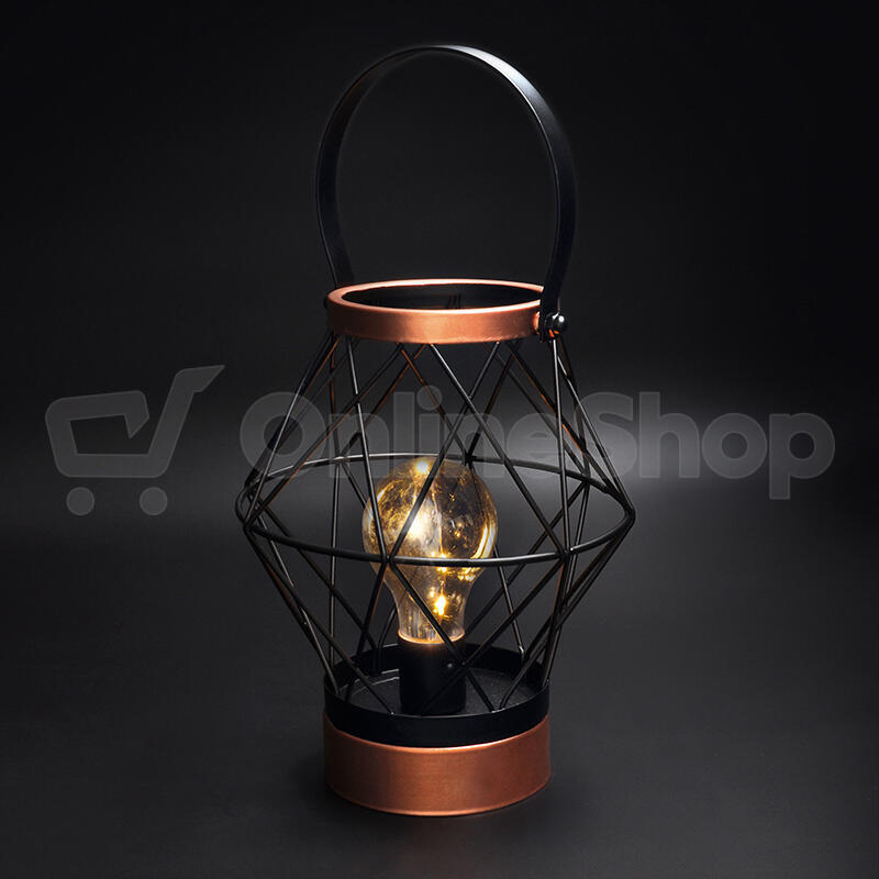 Solight kovová lucerna se žárovkou s micro LED, teplá bílá, 3xAA, 20cm