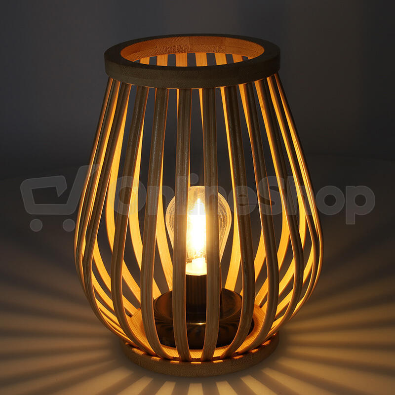 Solight bambusová lucerna s LED žárovkou, teplá bílá, 2x AA, 20cm