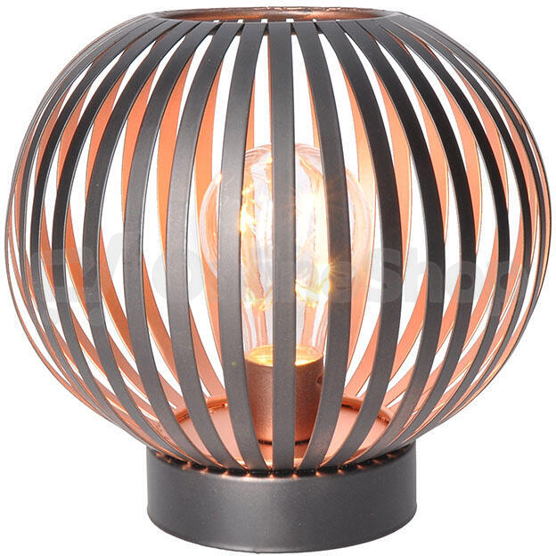 Solight kovová kulatá lucerna se žárovkou s micro LED, teplá bílá, měděná, 3xAA, 19cm