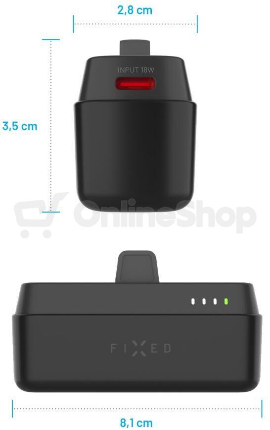 Powerbanka FIXED Zen 5 Plug-in s výstupem PD 20W, 5 000 mAh, černá