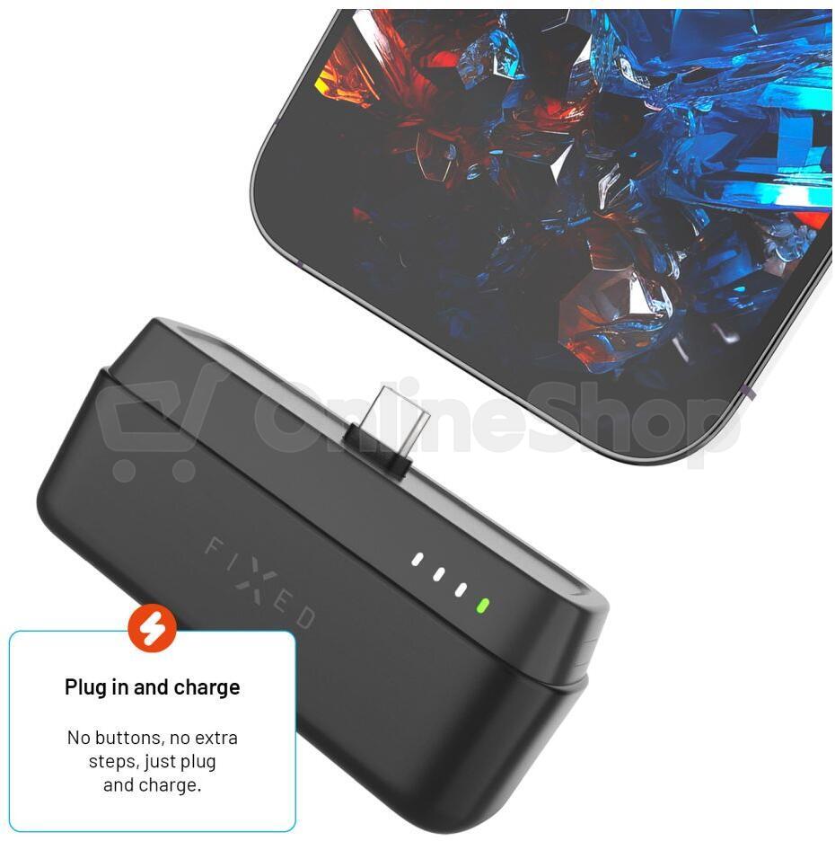 Powerbanka FIXED Zen 5 Plug-in s výstupem PD 20W, 5 000 mAh, černá