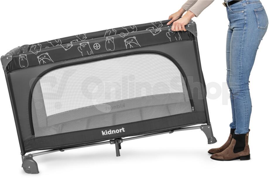 Cestovní postýlka Kidnort Grotta tmavě šedá