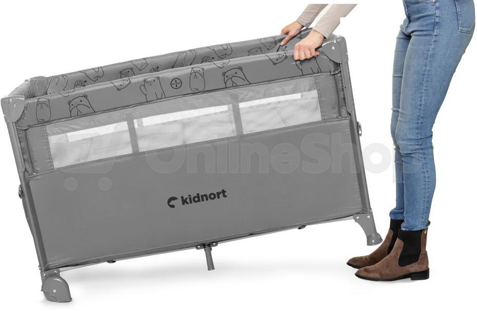 Cestovní postýlka Kidnort Näste světle šedá