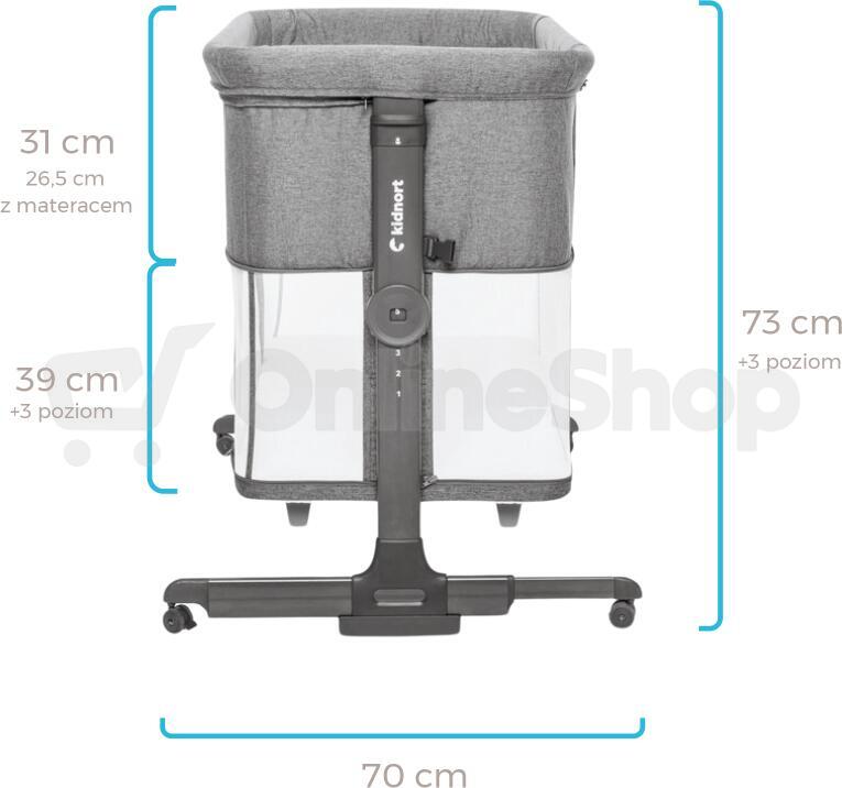 Postýlka Kidnort Snäckskal tmavě šedá