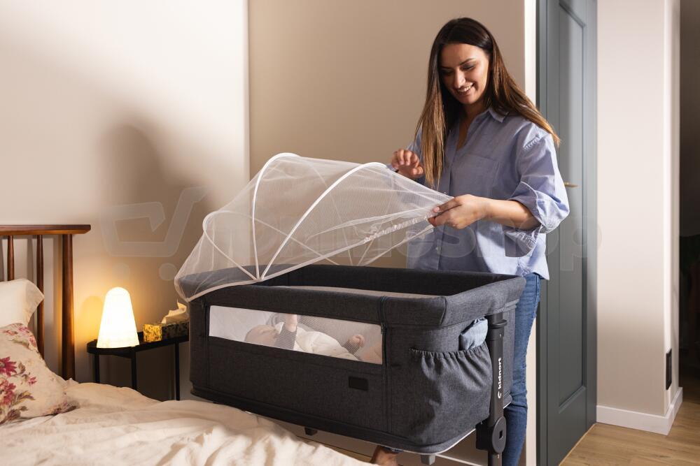 Postýlka Kidnort Snäckskal světle šedá