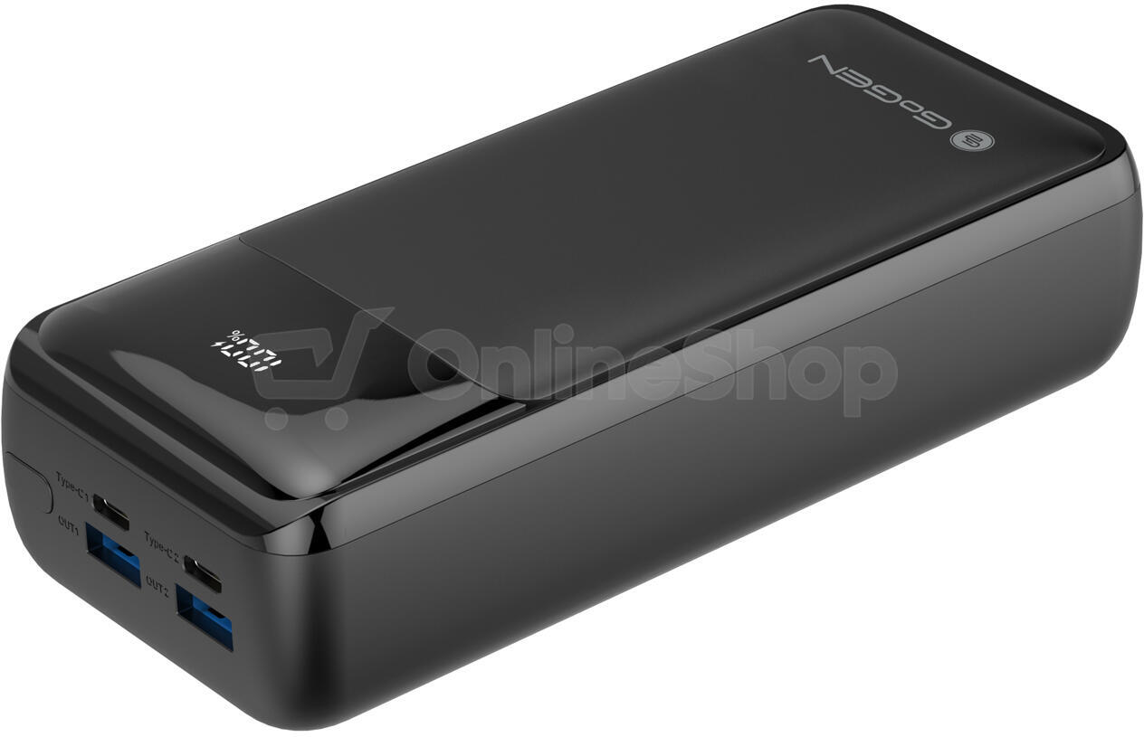 Powerbanka GoGEN 30000mAh, USB-C PD 65W, QC 22,5W, LCD - černá