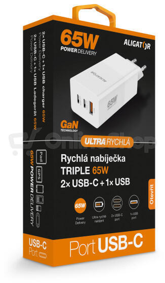 Rychlonabíječka Aligator GaN, bílá