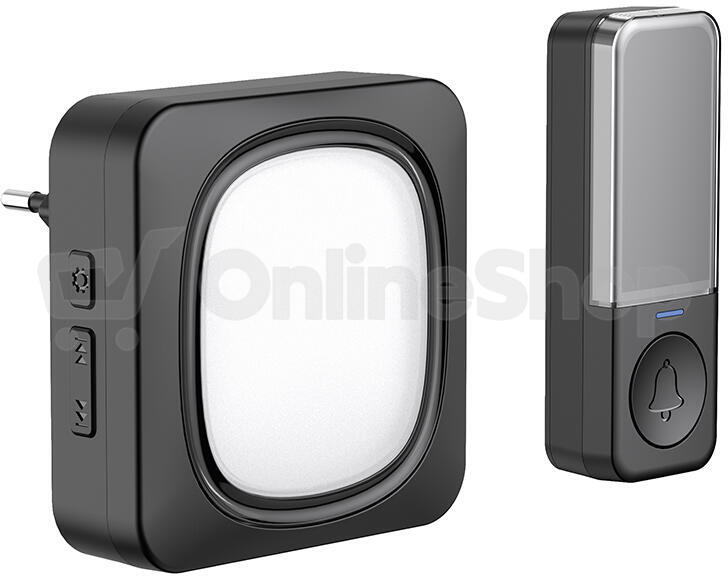 Solight bezdrátový zvonek a noční světélko, do zásuvky, 150m, černý, learning code