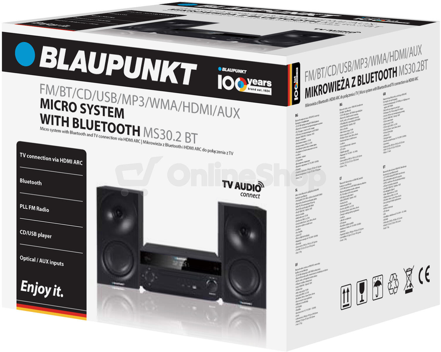 Micro systém BLAUPUNKT MS30.2BT FM/CD/MP3/HDMI ARC/USB/Bluetooth