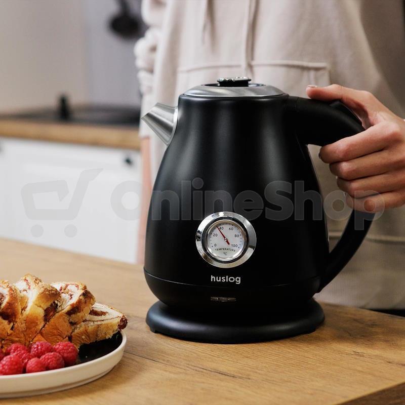 Rychlovarná konvice Huslog 1,7l s teploměrem černá