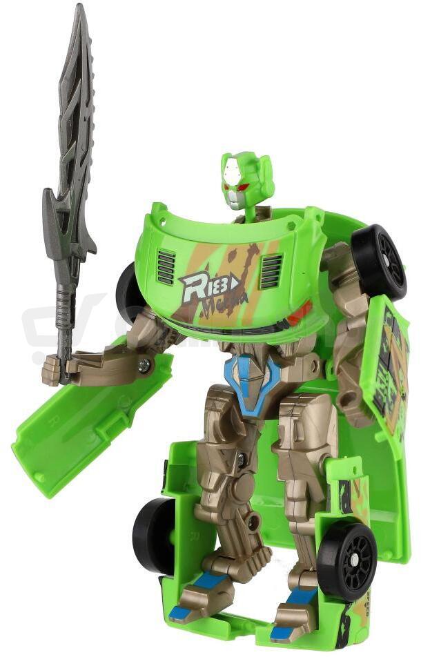 Teddies Transformer auto/robot plast 14cm zelený na kartě 17x26x6cm