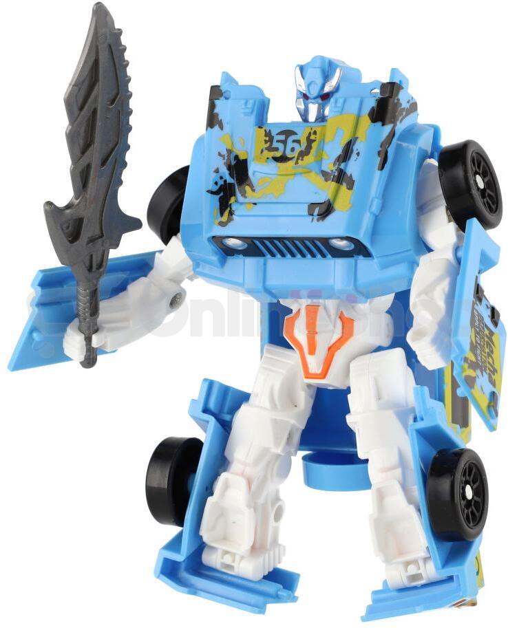 Teddies Transformer auto/robot plast 14cm modrý na kartě 17x26x6cm