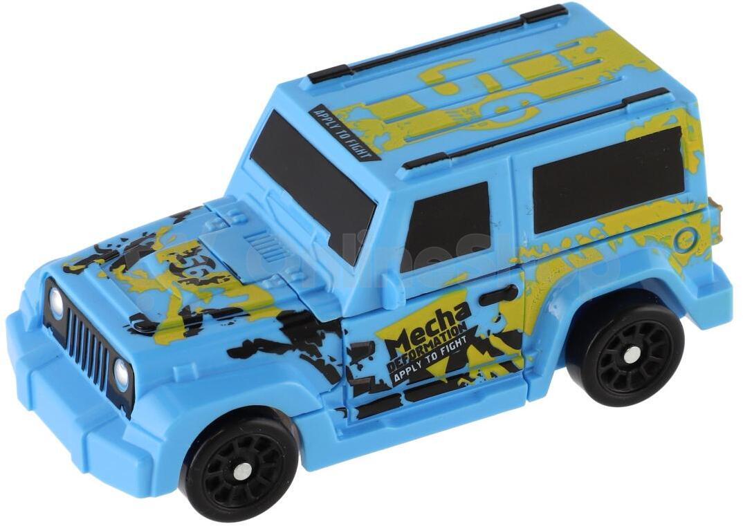 Teddies Transformer auto/robot plast 14cm modrý na kartě 17x26x6cm