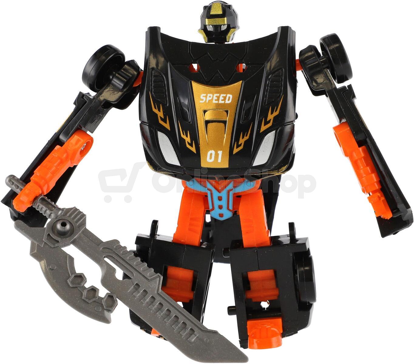 Teddies Transformer auto/robot plast 14cm černý na kartě 17x26x6cm