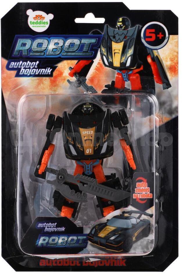 Teddies Transformer auto/robot plast 14cm černý na kartě 17x26x6cm