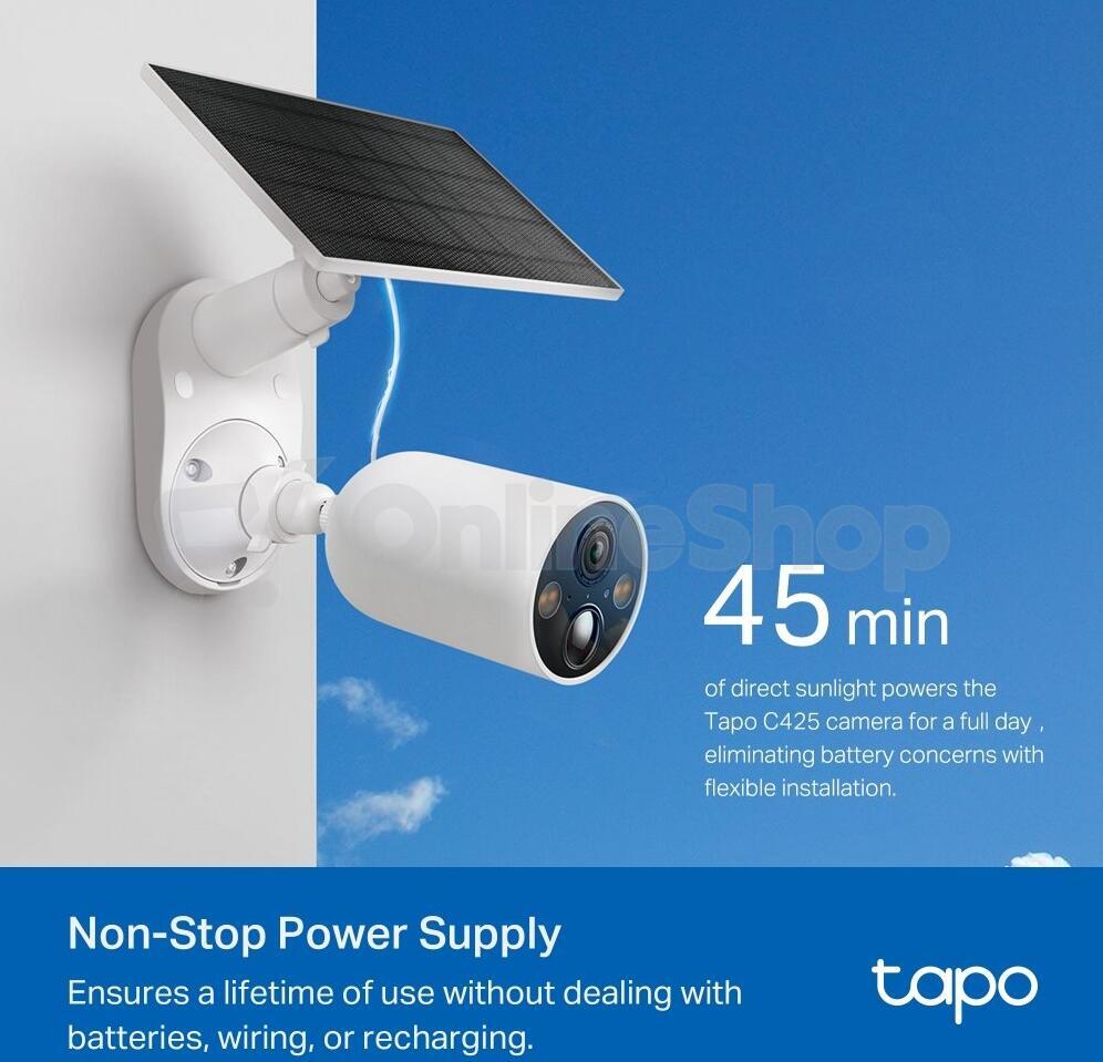 Kamerový set TP-Link Tapo C425 KIT 4MPx, venkovní, IP, WiFi, přísvit, baterie a panel A201