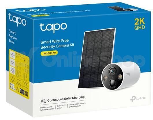Kamerový set TP-Link Tapo C425 KIT 4MPx, venkovní, IP, WiFi, přísvit, baterie a panel A201