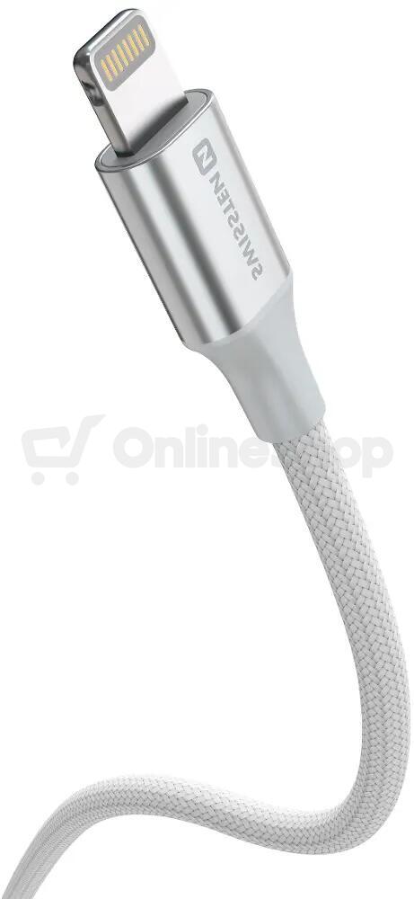 DATOVÝ KABEL SWISSTEN TEXTILE II USB / LIGHTNING 1,5 M BÍLÝ