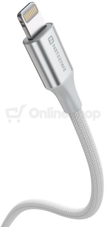 DATOVÝ KABEL SWISSTEN TEXTILE II USB / LIGHTNING 1,5 M BÍLÝ