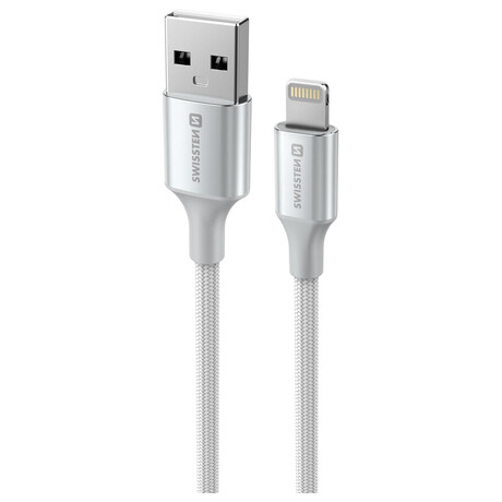 DATOVÝ KABEL SWISSTEN TEXTILE II USB / LIGHTNING 1,5 M BÍLÝ
