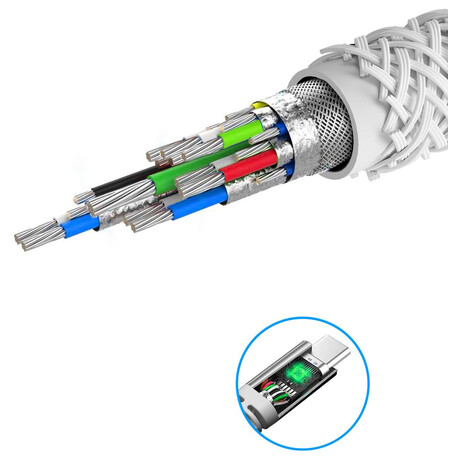 DATOVÝ KABEL SWISSTEN ARAMID REINFORCED USB / USB-C 1,5 M BÍLÝ