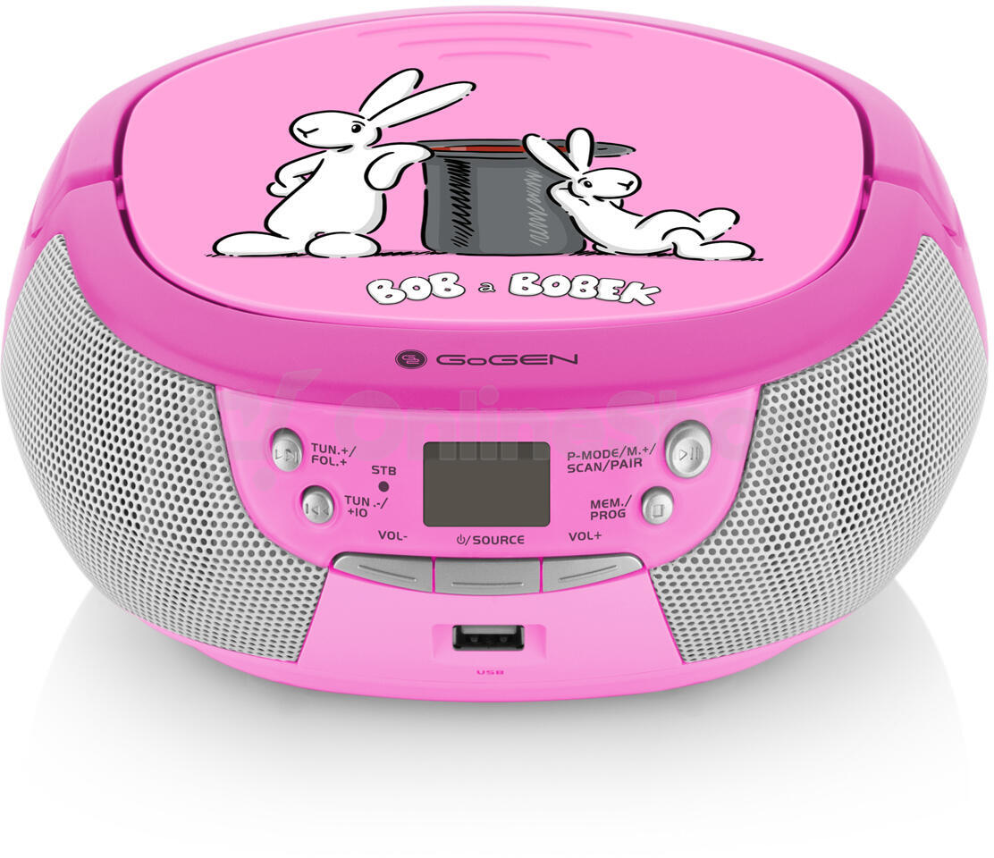 Radiopřijímač s CD GoGEN BOB A BOBEK PŘEHRÁVAČ, růžový