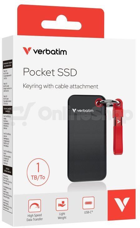 Verbatim Pocket SSD 1TB USB 3.2 Gen 2, externí Solid State Drive, černá/červená (32192)