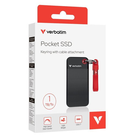 Verbatim Pocket SSD 1TB USB 3.2 Gen 2,&nbsp;externí Solid State Drive, černá/červená (foto 4)