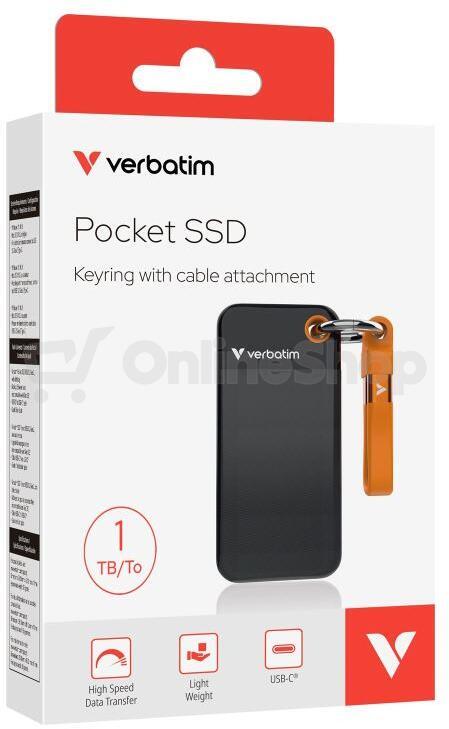 Verbatim Pocket SSD 1TB USB 3.2 Gen 2, externí Solid State Drive, černá/oranžová (32193)