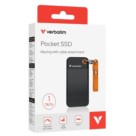 Verbatim Pocket SSD 1TB USB 3.2 Gen 2, extern Solid State Drive, ern/oranov (32193)