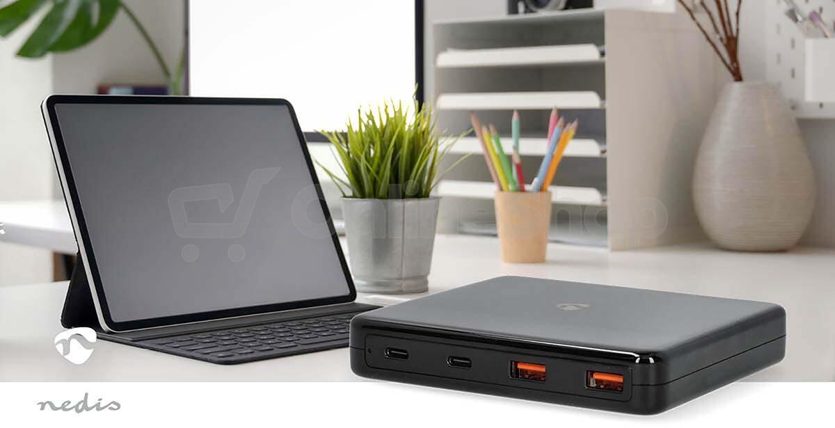 Stolní Nabíječka NEDIS DCGPD65W100BK