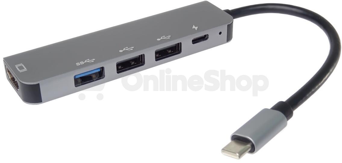 PremiumCord USB-C na HDMI + USB3.0 + 2x USB2.0 + PD(power delivery) adaptér (ku31dock15)