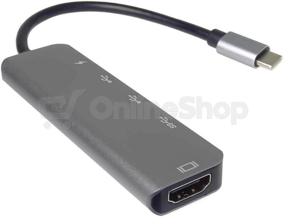 PremiumCord USB-C na HDMI + USB3.0 + 2x USB2.0 + PD(power delivery) adaptér (ku31dock15)