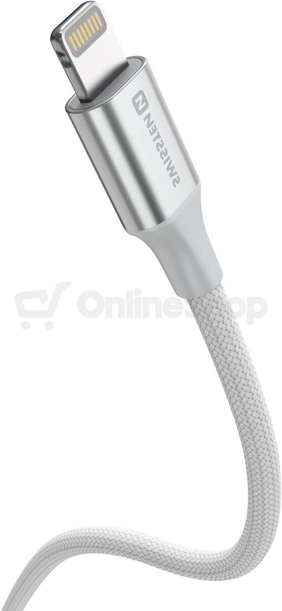 DATOVÝ KABEL SWISSTEN TEXTILE II USB-C / LIGHTNING 1,5 M BÍLÝ