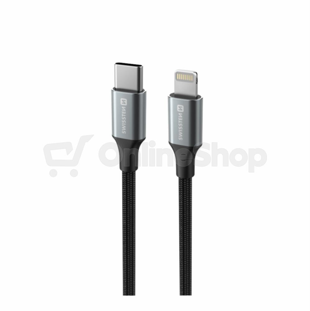 DATOVÝ KABEL SWISSTEN TEXTILE II USB-C / LIGHTNING 1,5 M ČERNÝ