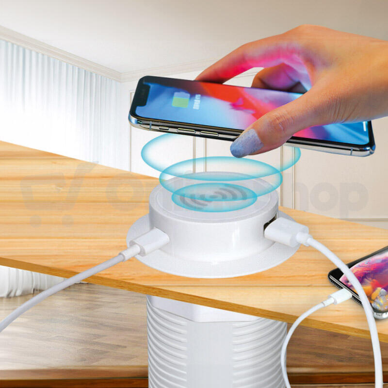 Bezdrátová výsuvná nabíječka Solight 15W + USB A+C 20W PD, bílá