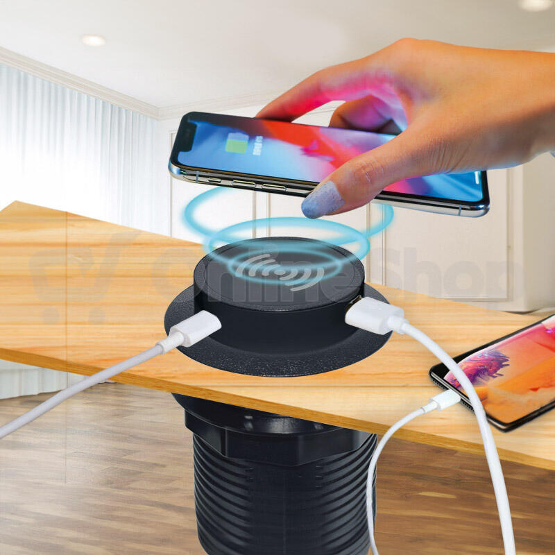 Bezdrátová výsuvná nabíječka Solight 15W + USB A+C 20W PD , černá
