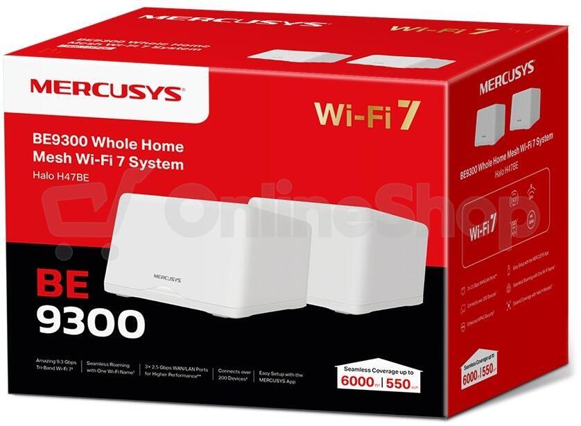 WiFi router TP-Link Halo H47BE(2-pack) WiFi 7, BE9300, 3x 2,5GLAN