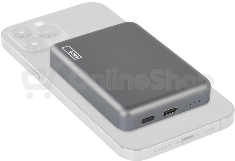 Powerbanka Emos WI 522 B0555GY 5 000 mAh, šedá